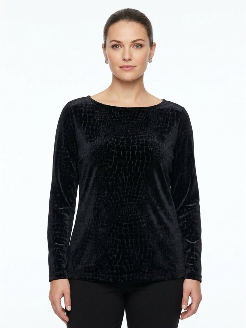 Andrea Jovine Tone on Tone Velour Top NEW